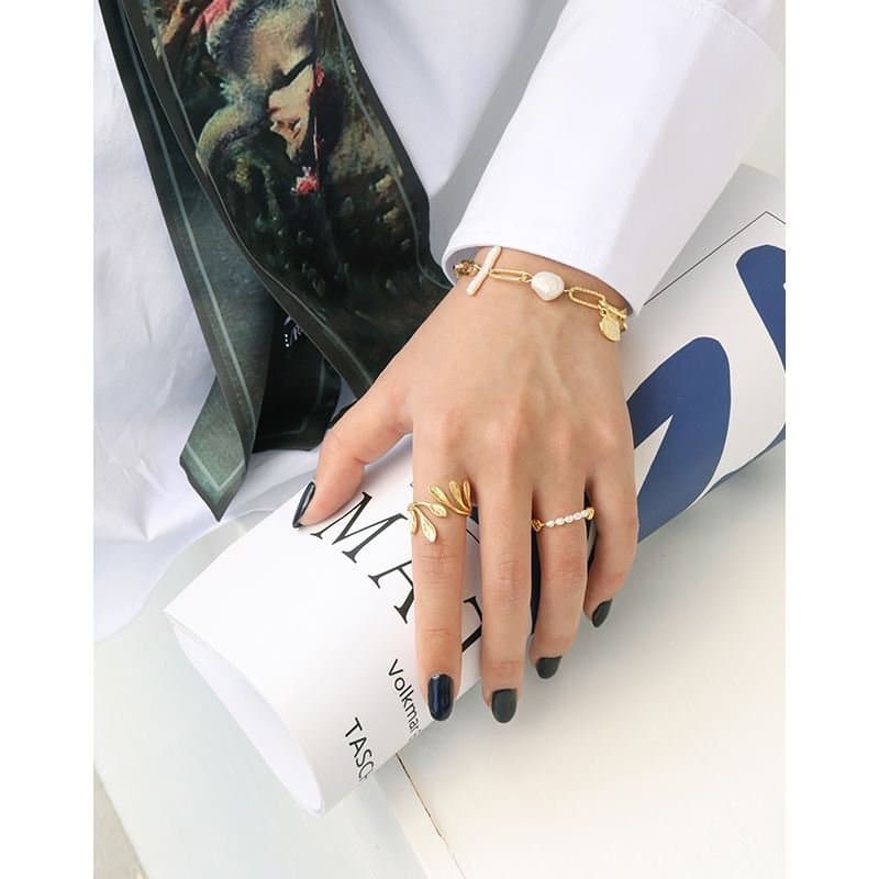 Natural Pearls Chain 925 Sterling Silver Ring