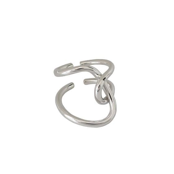 Street Irregular Line Cross 925 Sterling Silver Adjustable Ring