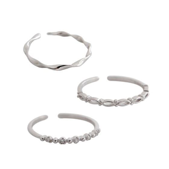 CZ Simple 925 Sterling Silver Adjustable Ring