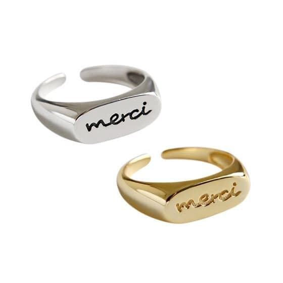 Merci Letters 925 Sterling Silver Adjustable Ring
