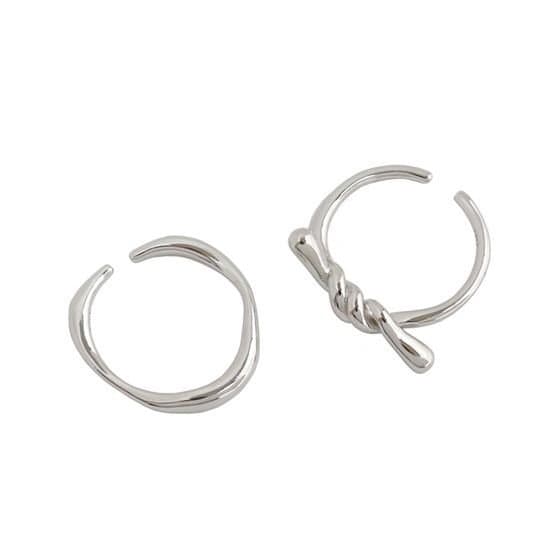 Twisted Wave 925 Sterling Silver Adjustable Ring
