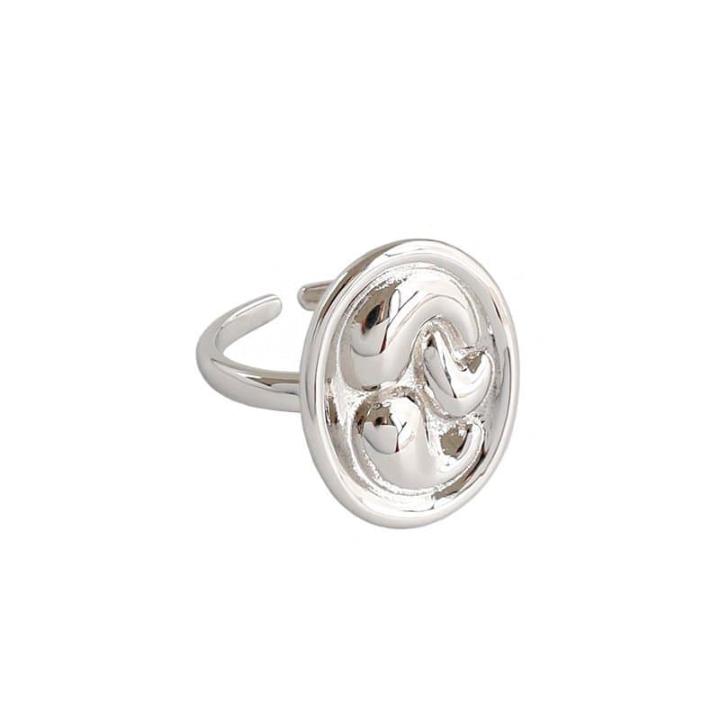 Geometric Ellipse 925 Sterling Silver Adjustable Ring