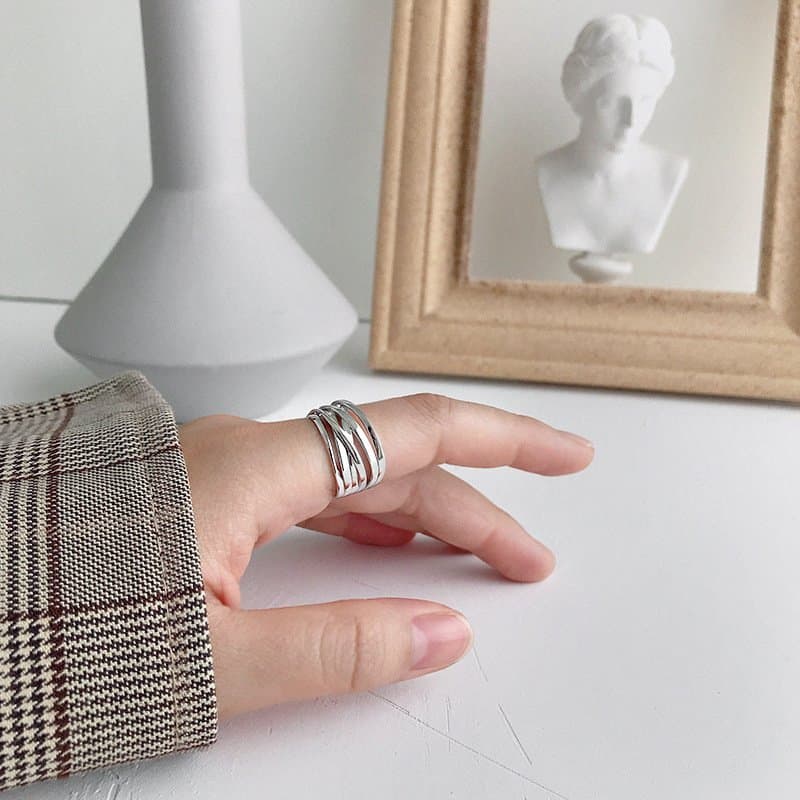Multi-Storey Cross 925 Sterling Silver Adjustable Ring