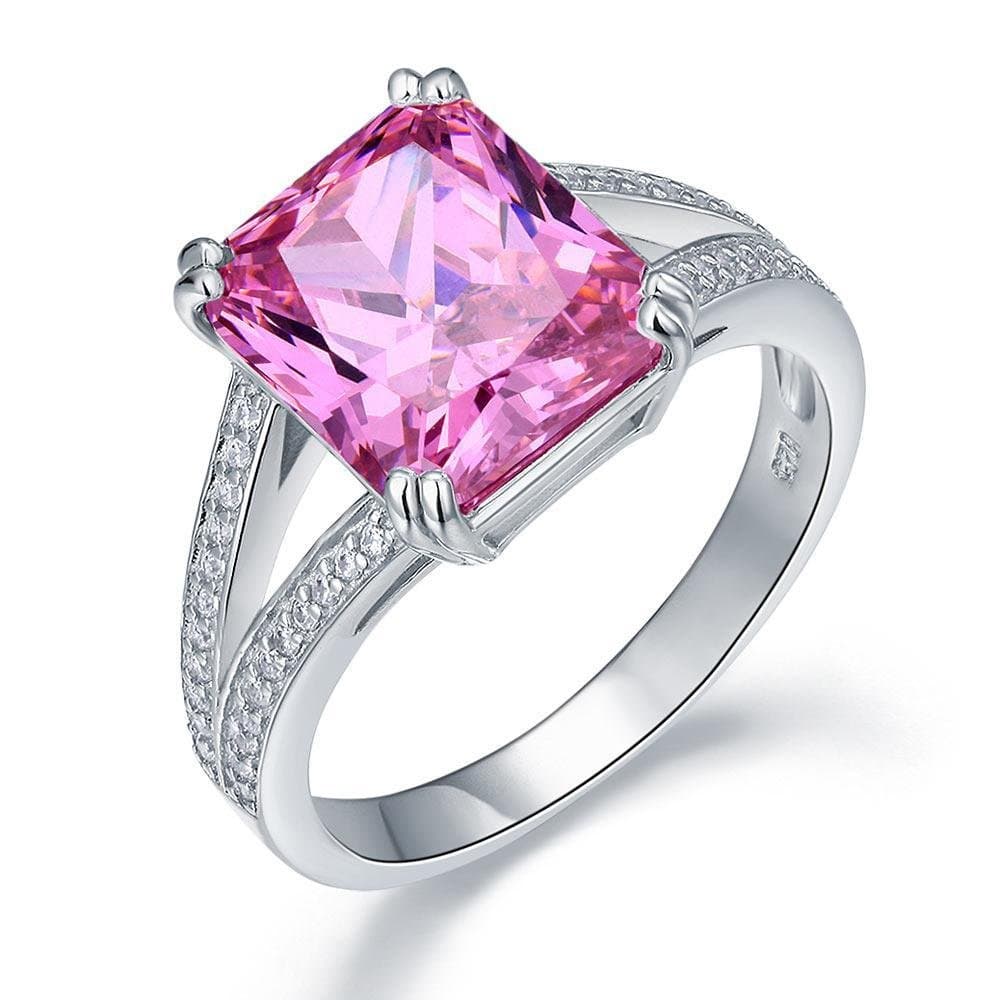 6 Carat Pink Created Diamond Radiant Cut Ring