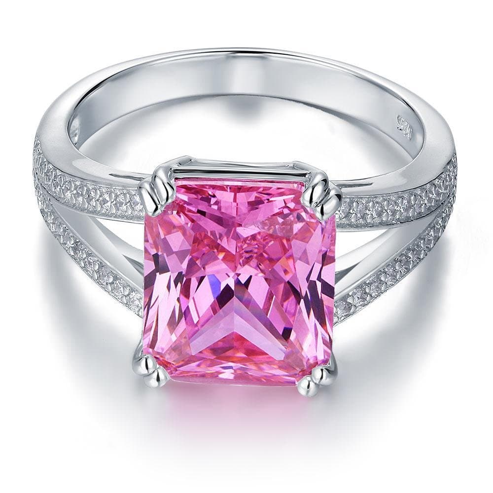 6 Carat Pink Created Diamond Radiant Cut Ring