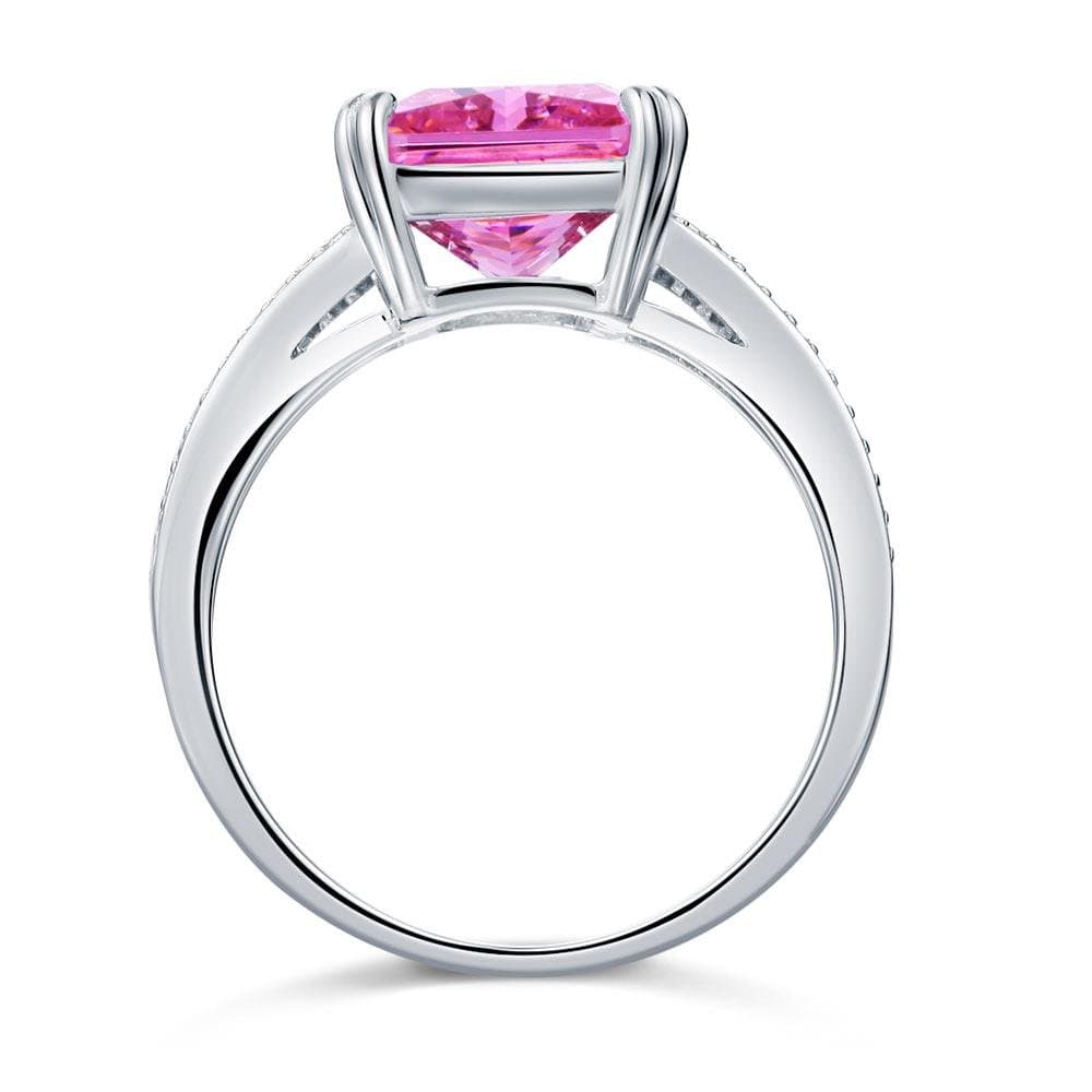 6 Carat Pink Created Diamond Radiant Cut Ring
