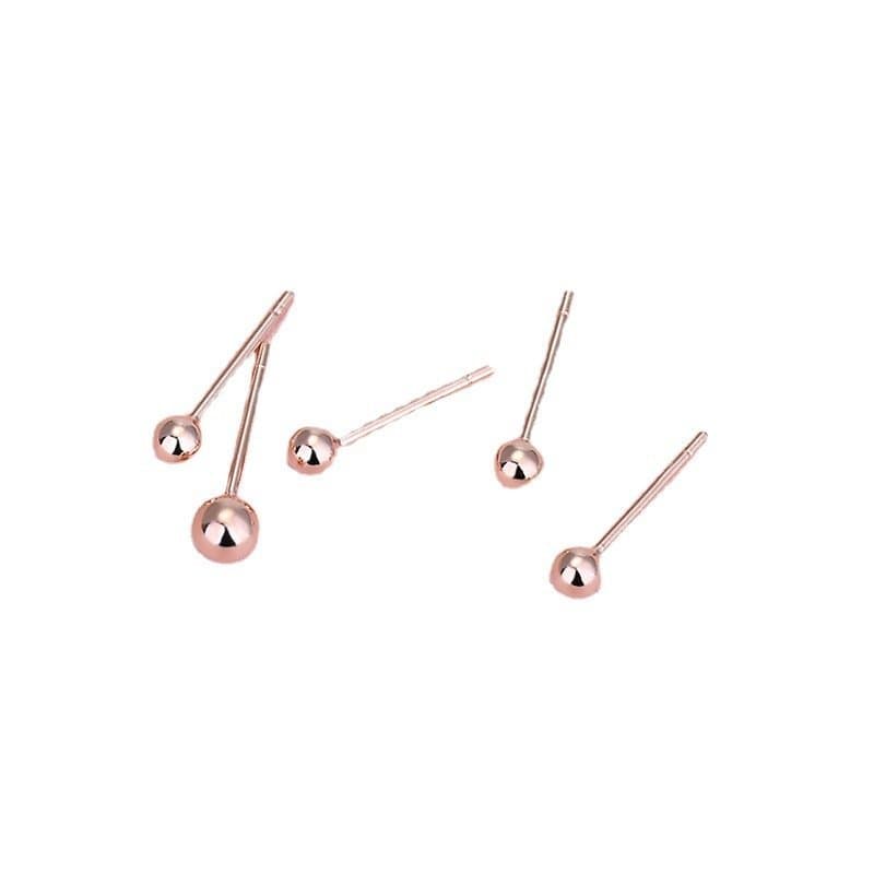 3mm - 4mm Round Bean Ball 925 Sterling Silver Stud Earrins