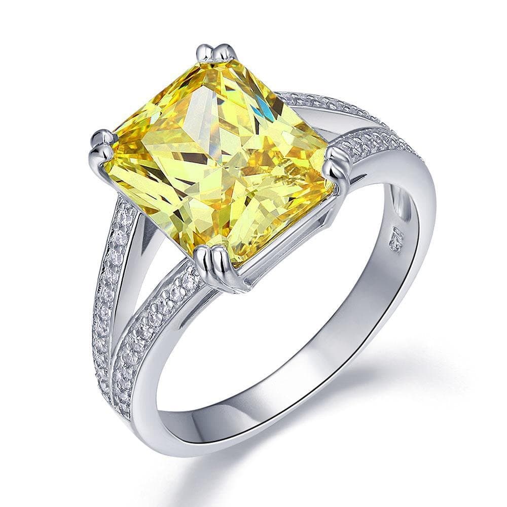 6 Carat Yellow Created Diamond Radiant Cut Ring