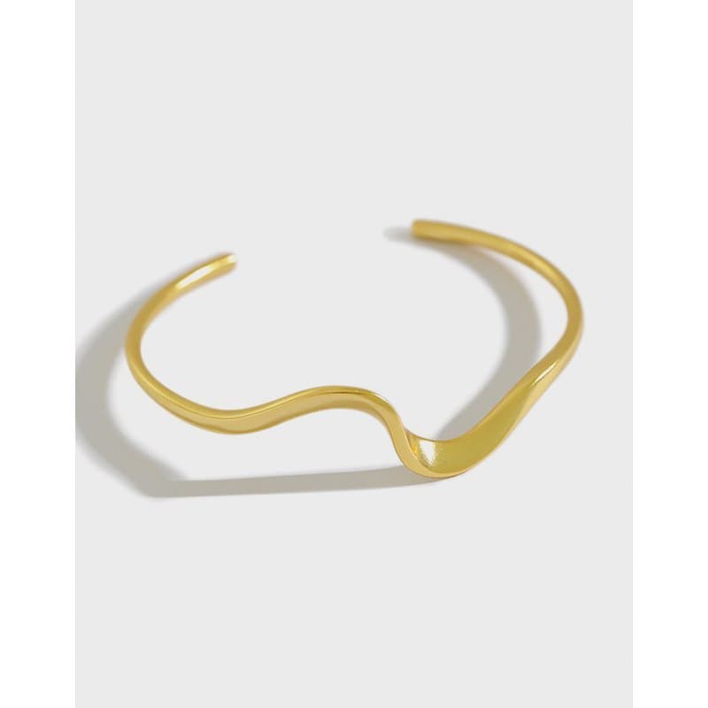 Irregular Wave 925 Sterling Silver Open Bangle