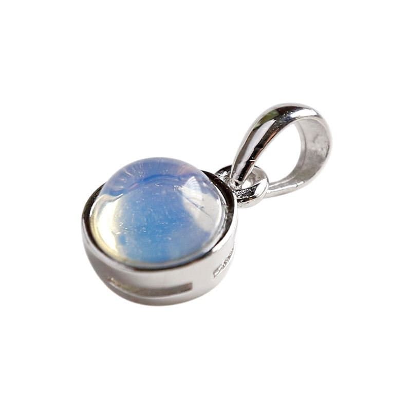 Round Natural Crystal Agate Malachite 925 Sterling Silver Pendant