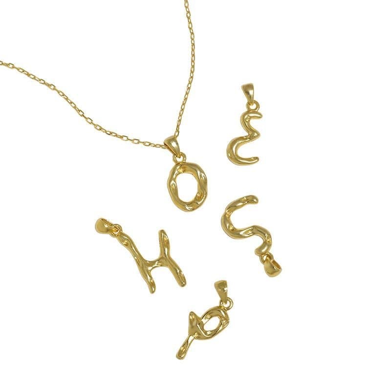 Irregular Letters A-Z 925 Sterling Silver Pendant