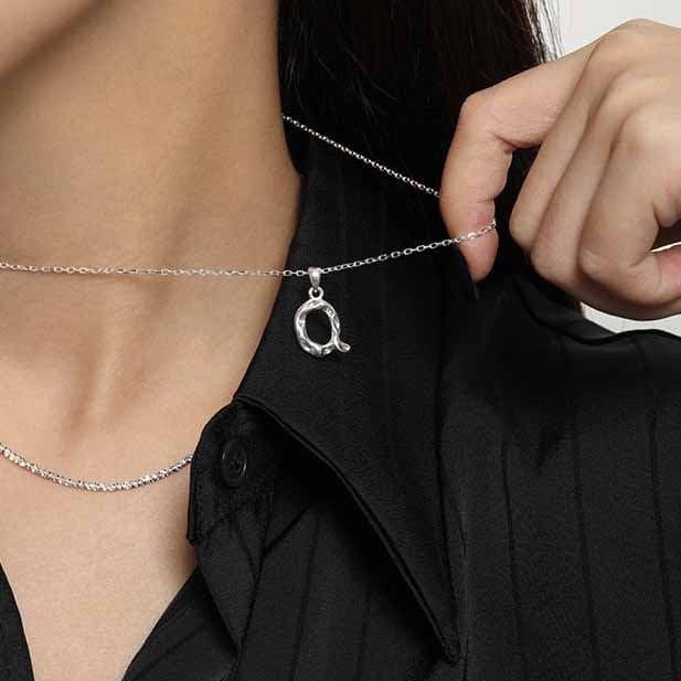 Irregular Letters A-Z 925 Sterling Silver Pendant