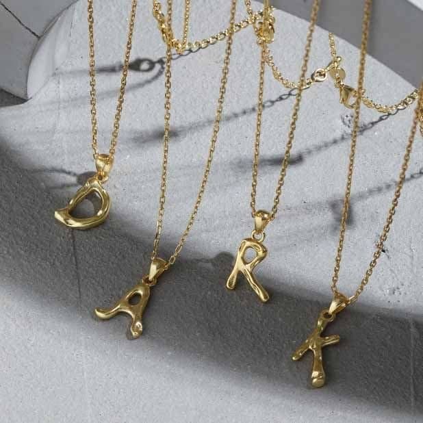 Irregular Letters A-Z 925 Sterling Silver Pendant