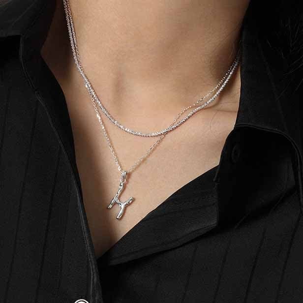 Irregular Letters A-Z 925 Sterling Silver Pendant