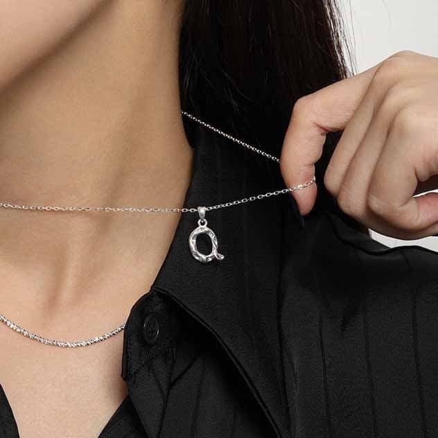 Irregular Letters A-Z 925 Sterling Silver Pendant