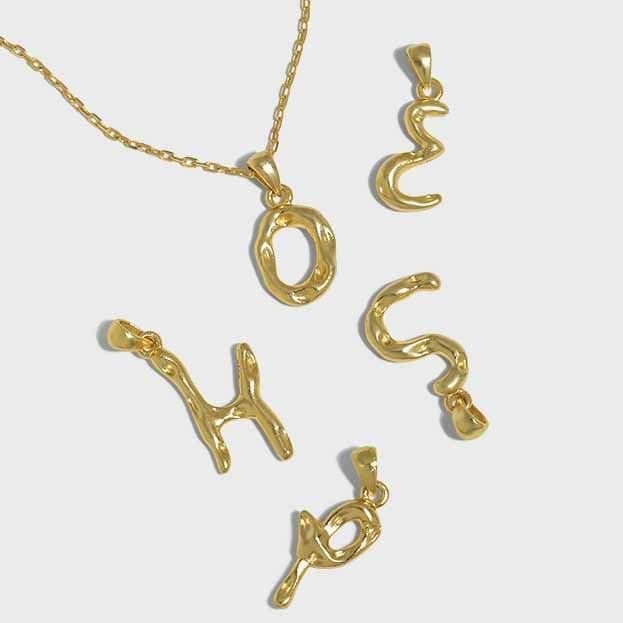 Irregular Letters A-Z 925 Sterling Silver Pendant