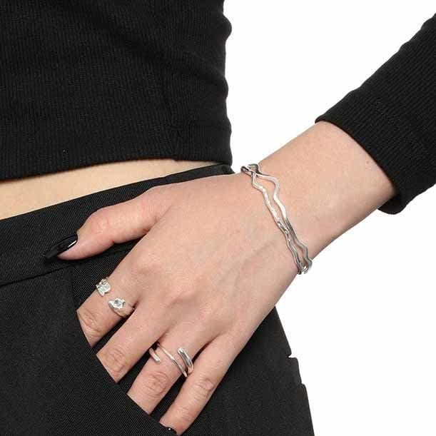 Minimalism Irregular 925 Sterling Silver Open Bangle