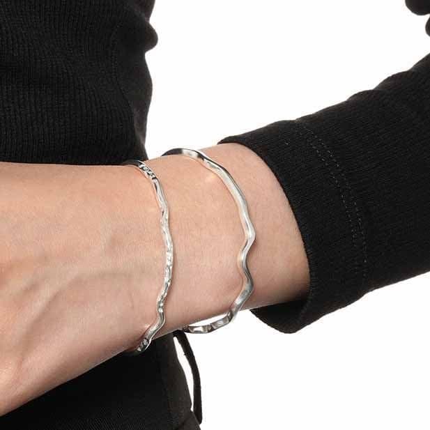 Minimalism Irregular 925 Sterling Silver Open Bangle
