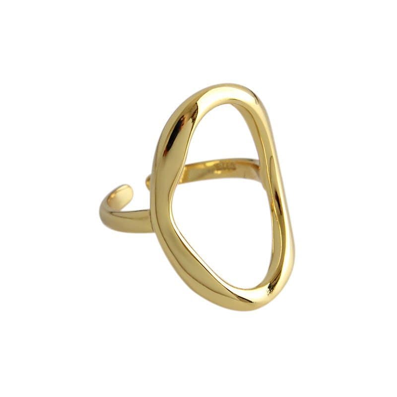 Irregular Geometric Hollow Circles 925 Sterling Silver Adjustable Ring