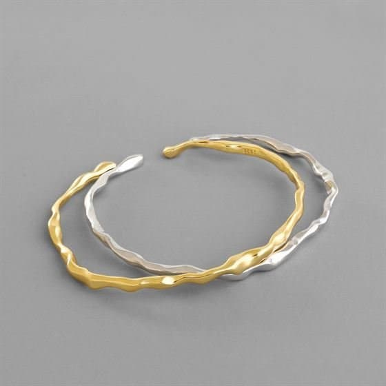 Irregular Simple 925 Sterling Silver Open Bangle
