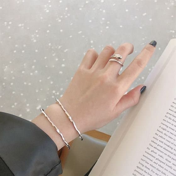 Irregular Simple 925 Sterling Silver Open Bangle