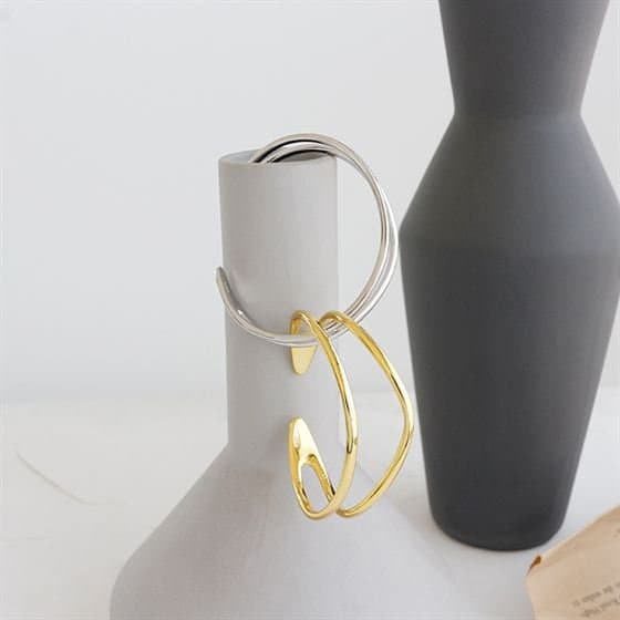 Double Layler 925 Sterling Silver Open Bangle