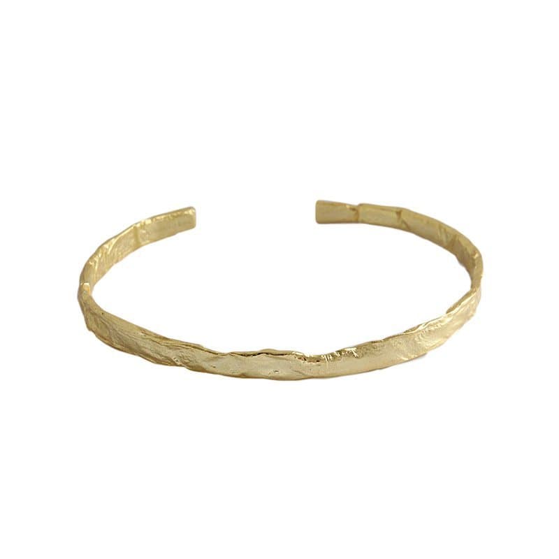 Concave Convex Round 925 Sterling Silver Open Bangle