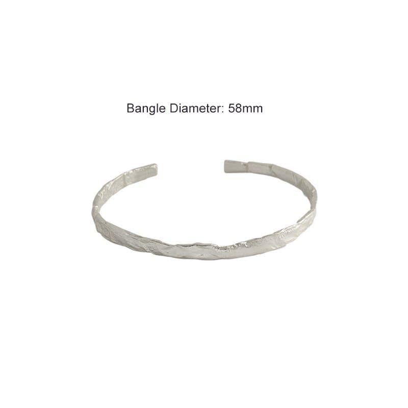 Concave Convex Round 925 Sterling Silver Open Bangle
