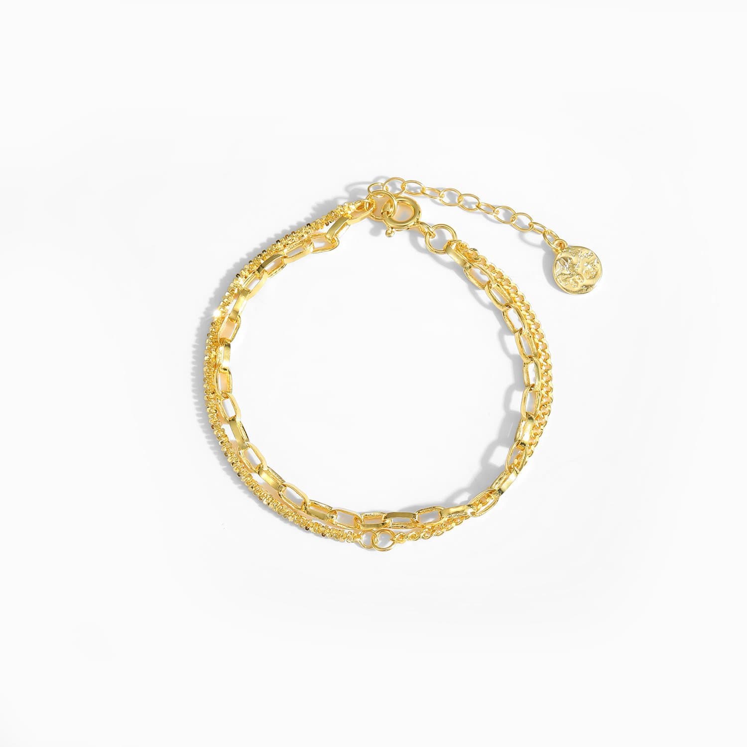 Double Layer Babysbreath Hollow Chain 925 Sterling Silver Bracelet