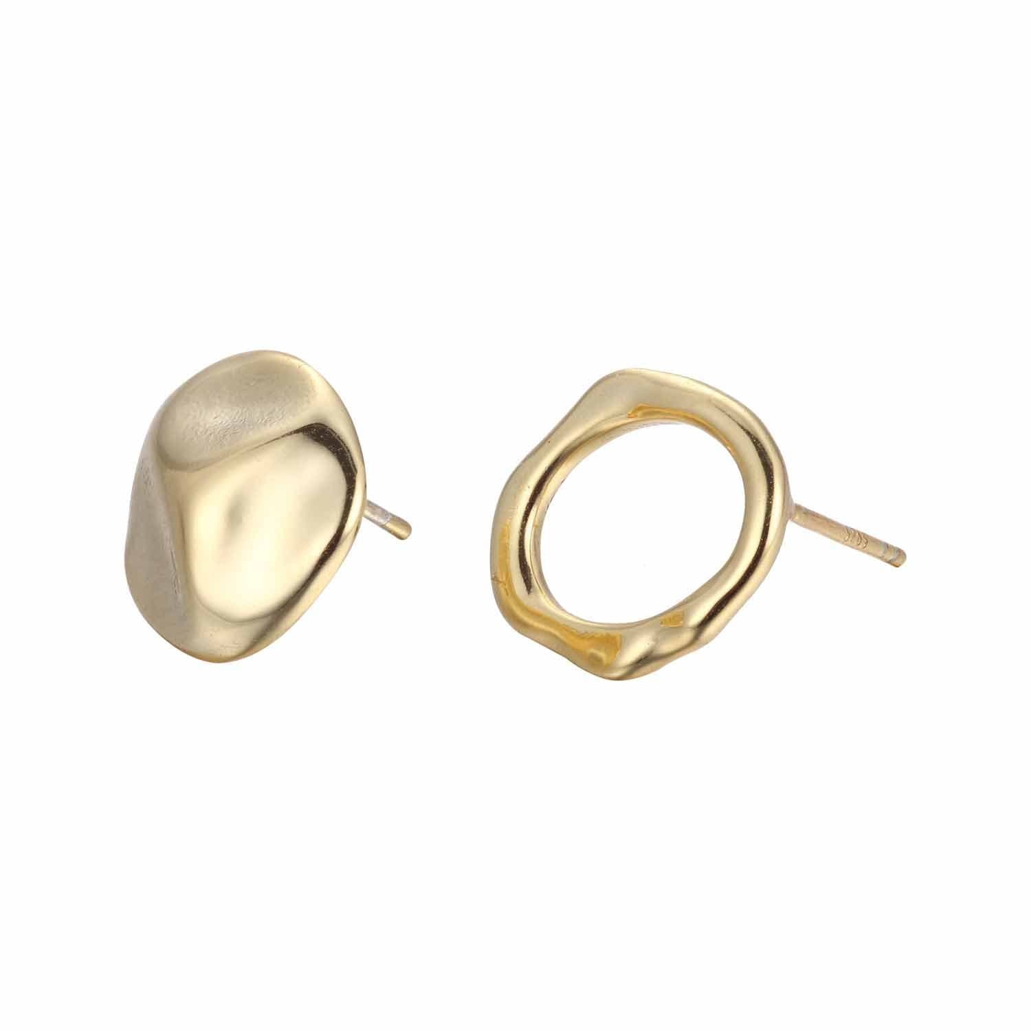 Asymmetric Irregular Geometric 925 Sterling Silver Stud Earrings
