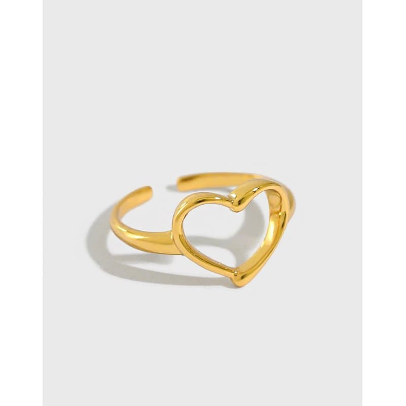 Hollow Heart 925 Sterling Silver Adjustable Ring