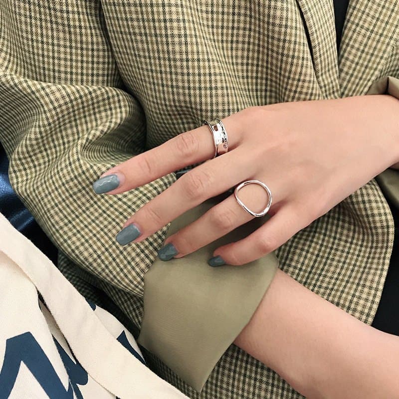 Geometric Hollow Circle 925 Sterling Silver Adjustable Ring