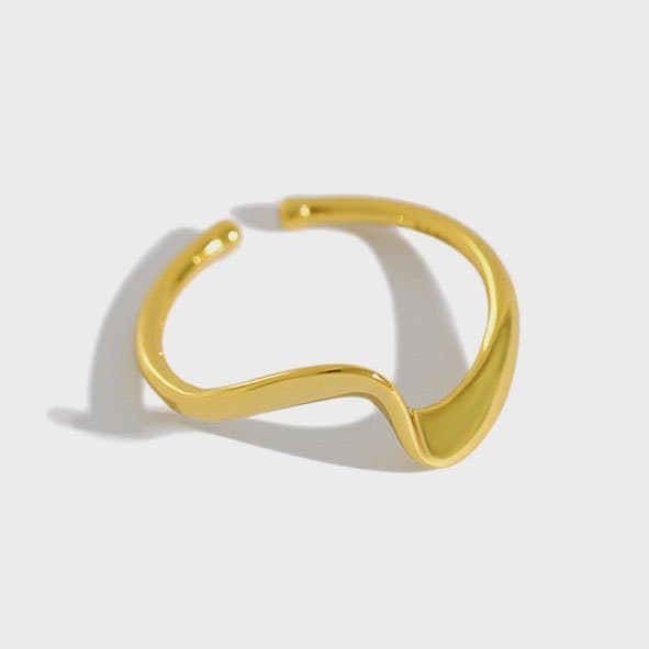 Elegant Wave 925 Sterling Silver Adjustable Ring