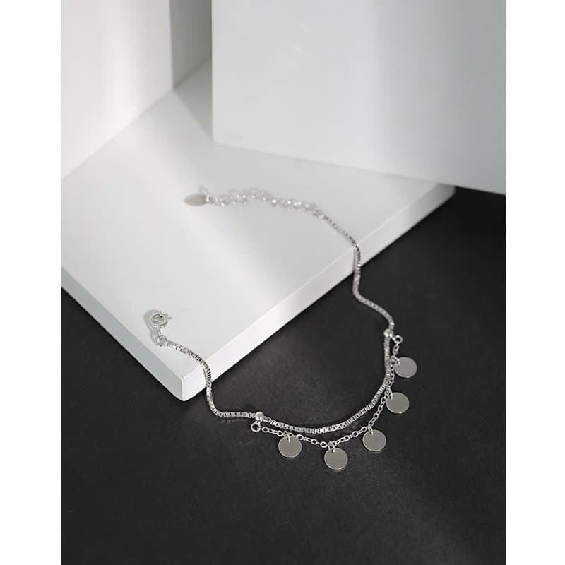 Double Layer Disc 925 Sterling Silver Bracelet