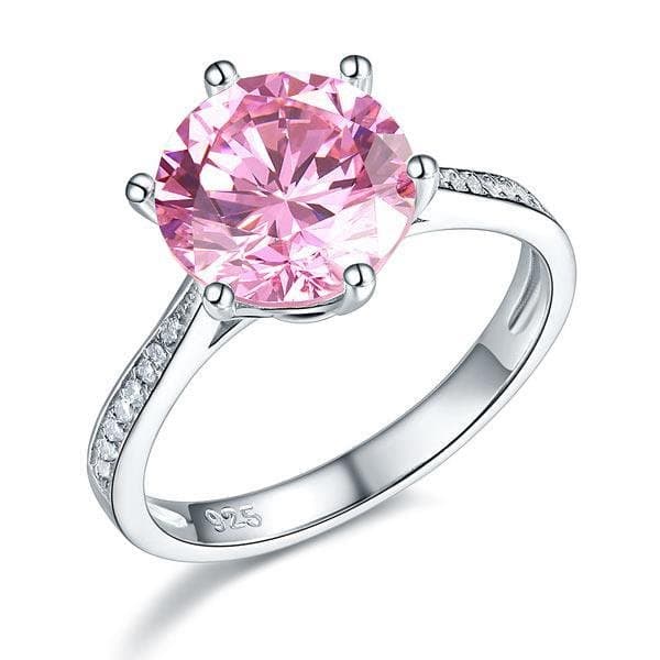 Pink 3 Carat Created Diamond Ring