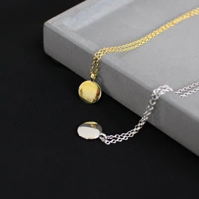Minimalist Geometric Round Bean 925 Sterling Silver Necklace