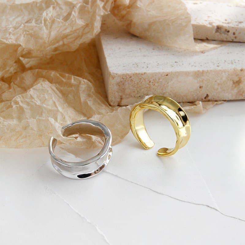 Irregular Wide 925 Sterling Silver Adjustable Ring
