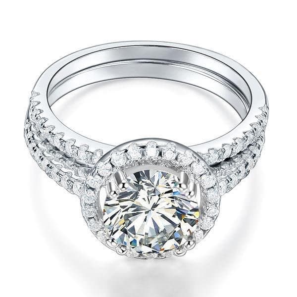 Halo Ring Set 2 Carat Created Diamond