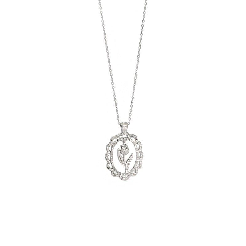 Tulips Flower 925 Sterling Silver Necklace