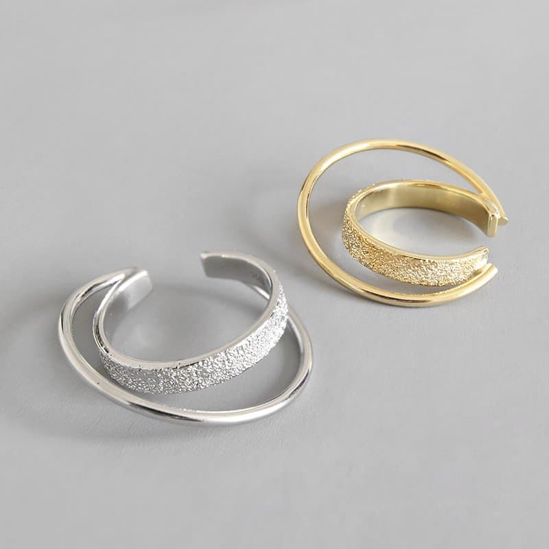 Double Layer 925 Sterling Silver Adjustable Ring