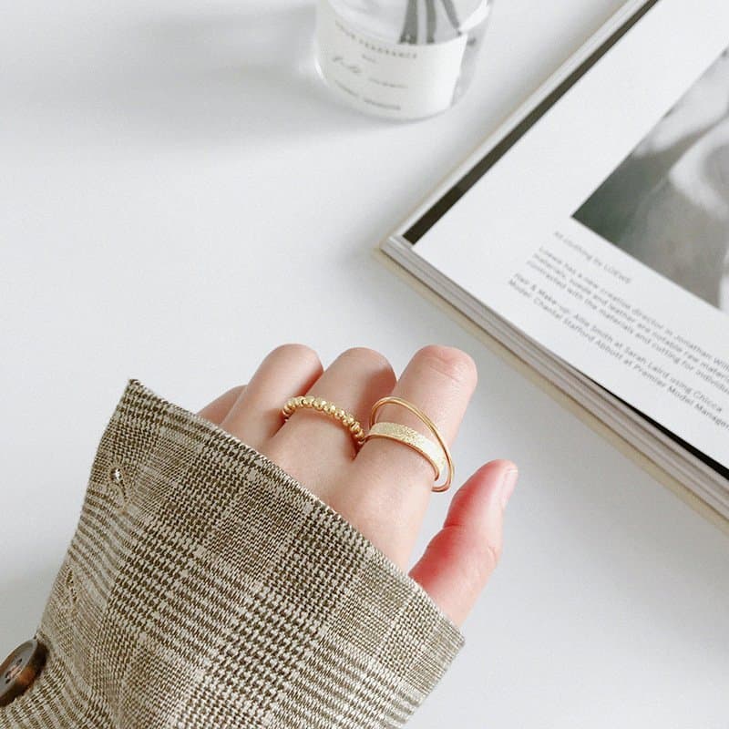 Double Layer 925 Sterling Silver Adjustable Ring