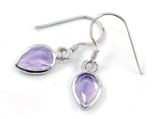 3 Carat Purple Pear Cut Amethyst Dangle Earrings
