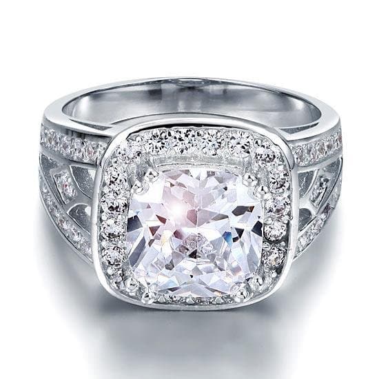 Art Deco Vintage Style 4 Carat Cushion Created Diamond Ring