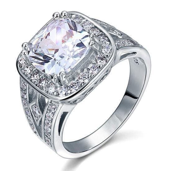 Art Deco Vintage Style 4 Carat Cushion Created Diamond Ring