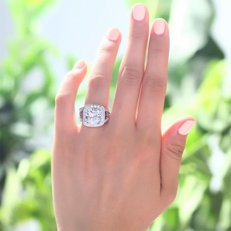 Art Deco Vintage Style 4 Carat Cushion Created Diamond Ring