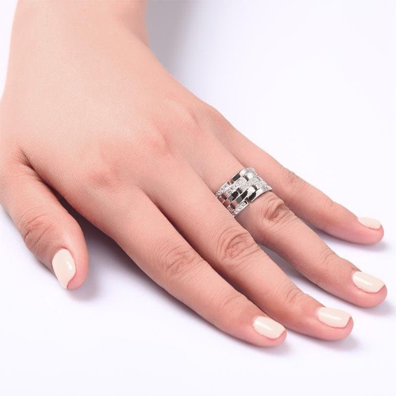 Created Diamond 925 Sterling Silver 1 cm Ring