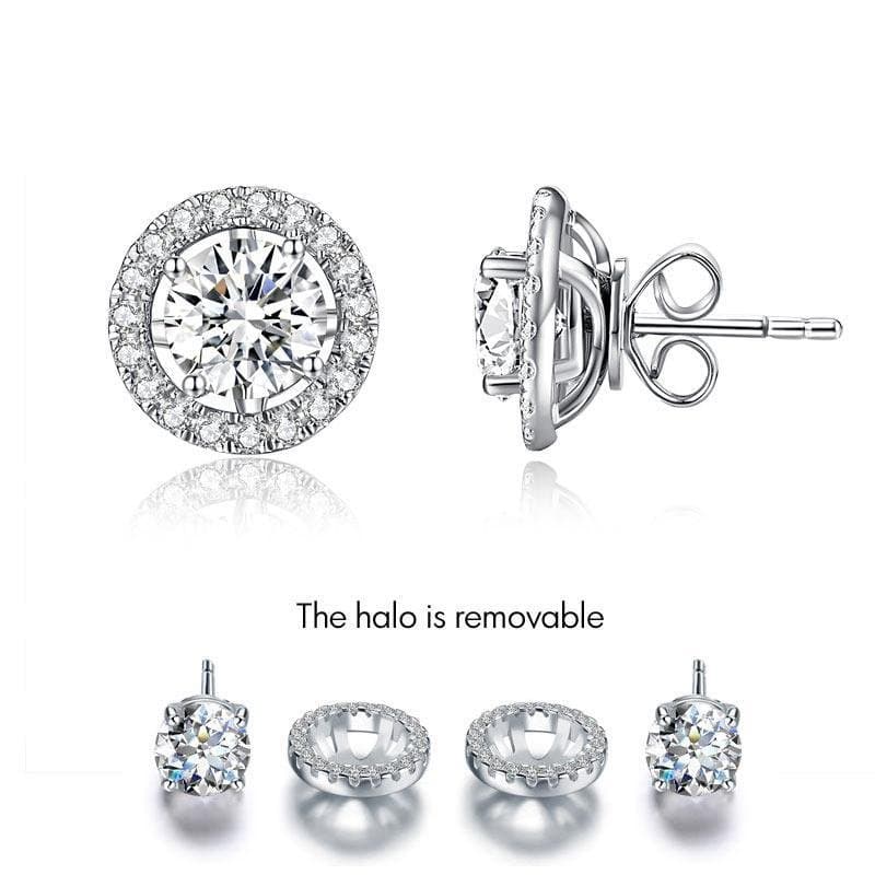 1 Carat Moissanite Diamond 4 Claws Stud Earrings