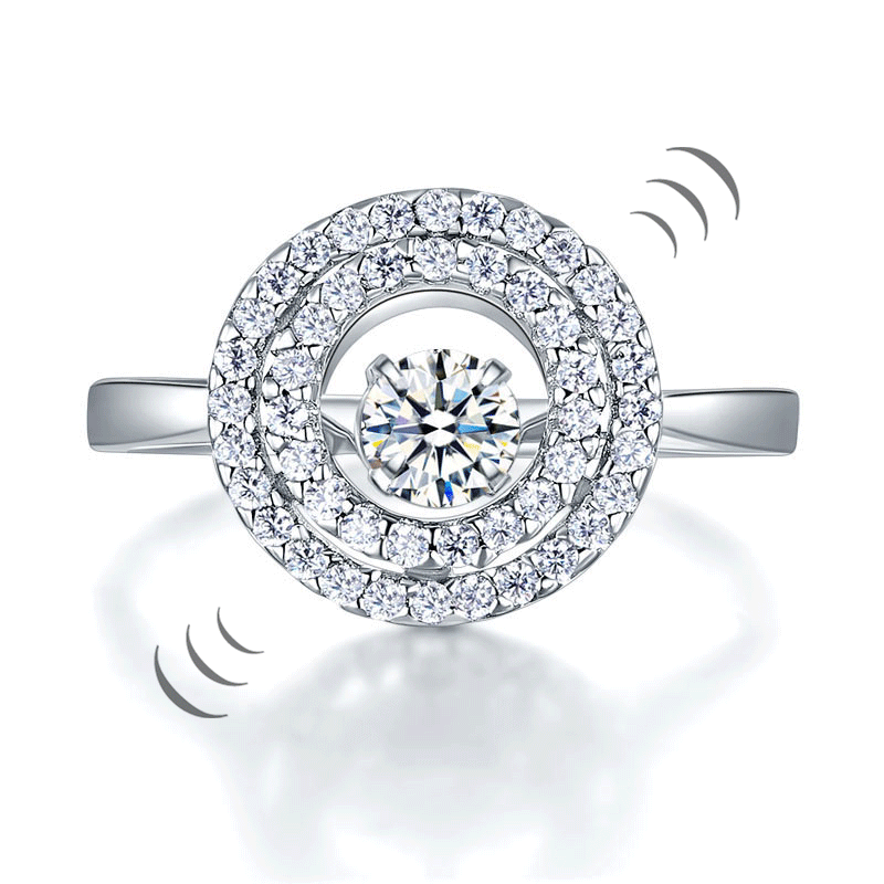 Dancing Stone Double Halo Ring