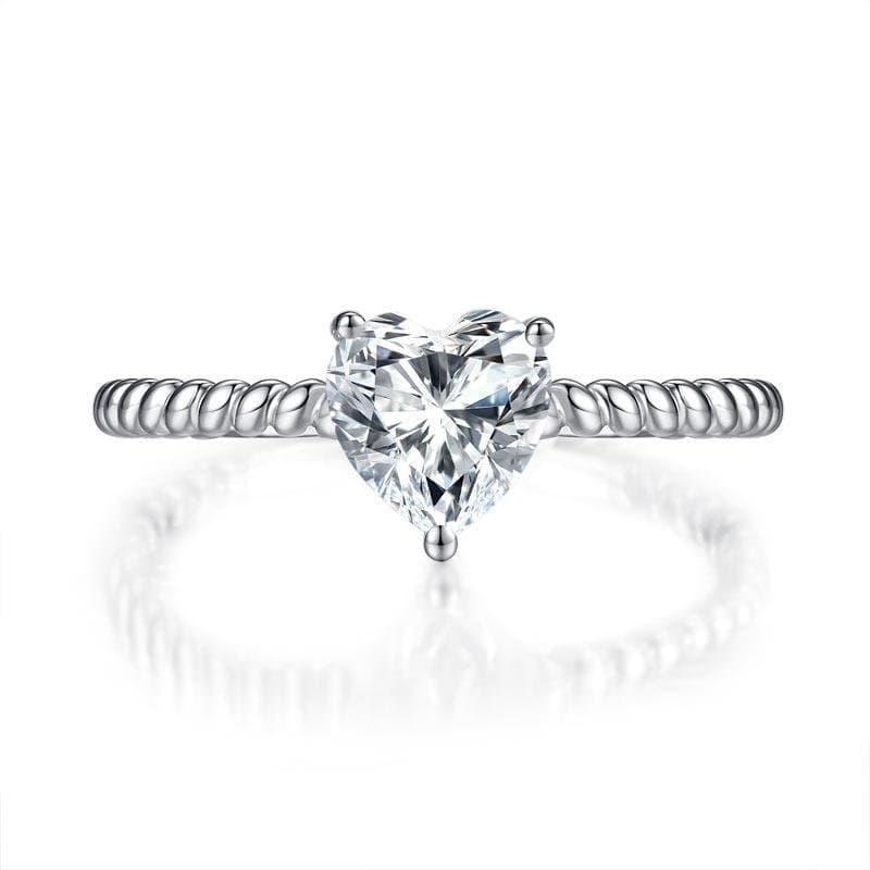 1 Carat Heart Moissanite Diamond Engagement Ring