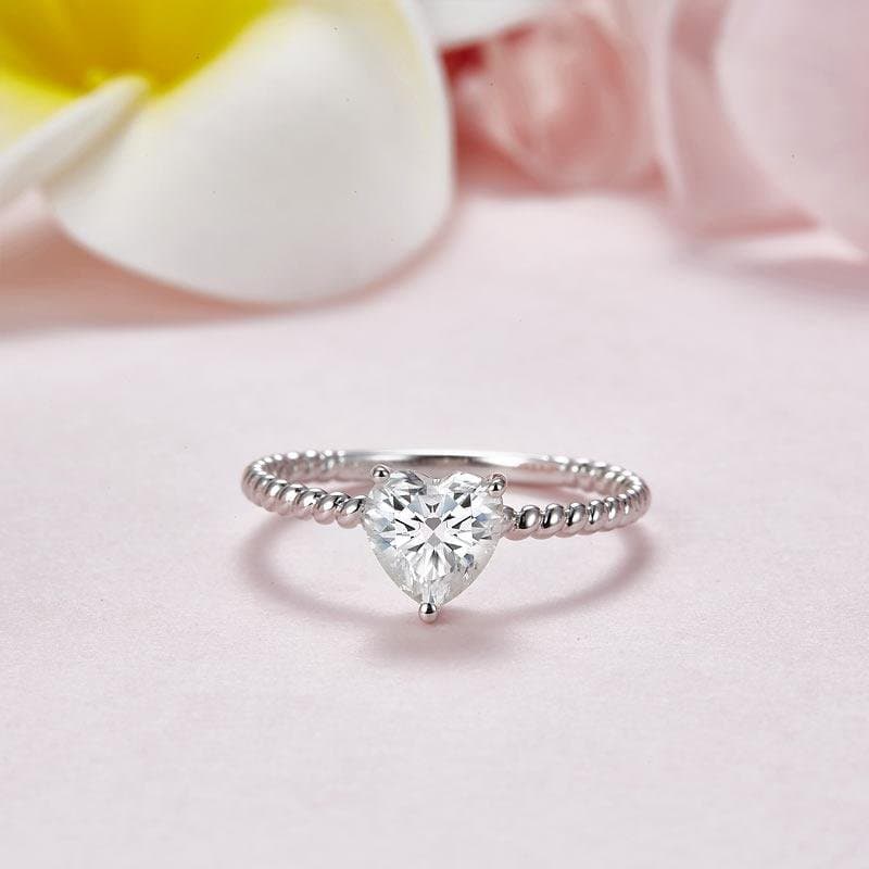 1 Carat Heart Moissanite Diamond Engagement Ring